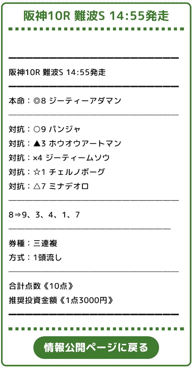 みどりの的中らんどの無料予想買い目