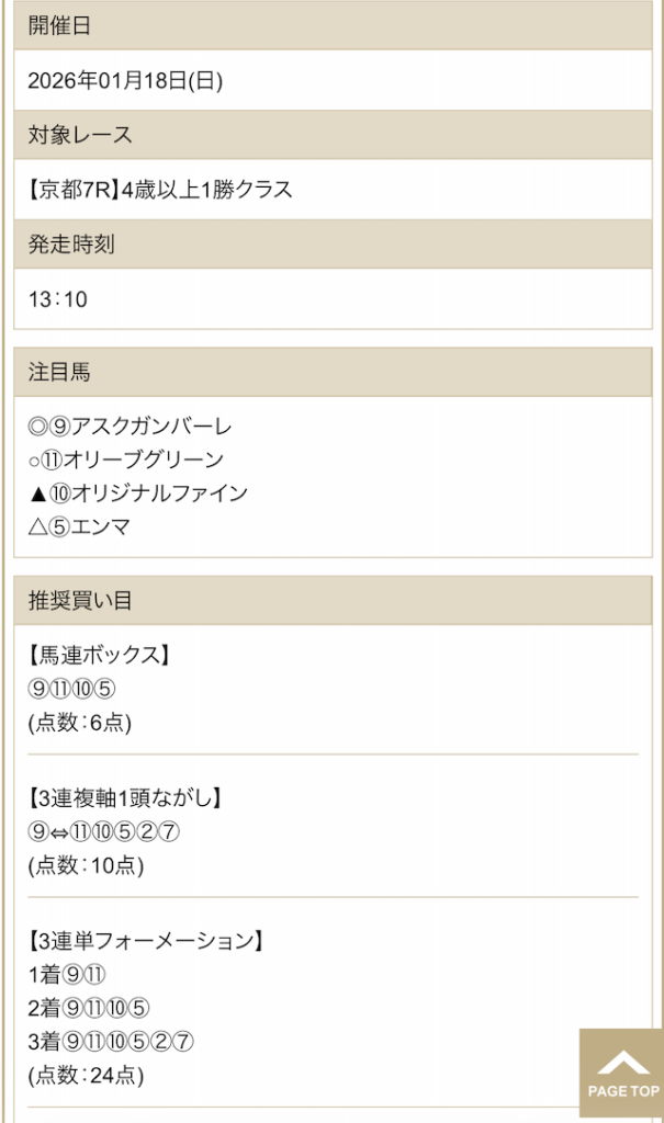 HRIセンチュリオンの買い目予想