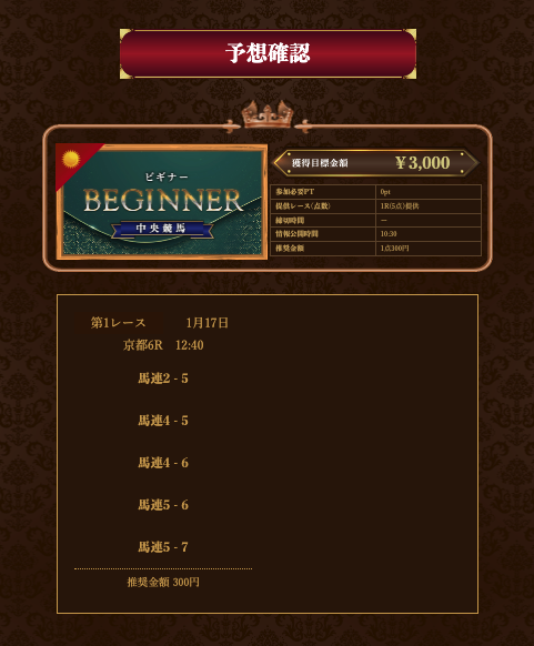 ラグジュアリーのビギナー買い目