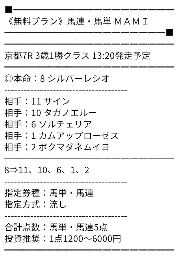 万馬券マスターズの無料予想買い目